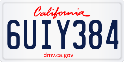 CA license plate 6UIY384