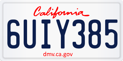 CA license plate 6UIY385