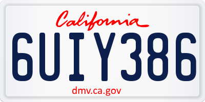 CA license plate 6UIY386