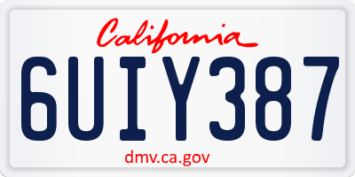 CA license plate 6UIY387