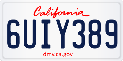 CA license plate 6UIY389