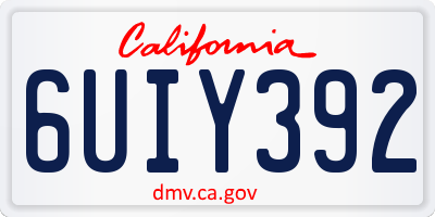 CA license plate 6UIY392