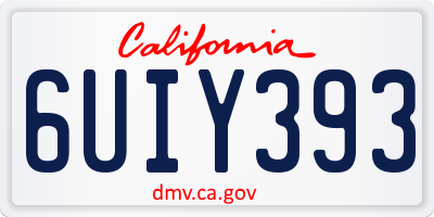 CA license plate 6UIY393