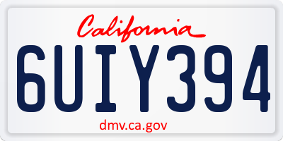 CA license plate 6UIY394