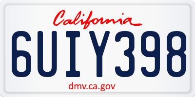 CA license plate 6UIY398