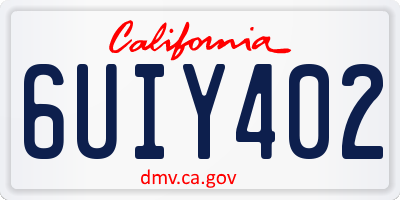 CA license plate 6UIY402