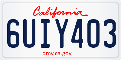 CA license plate 6UIY403