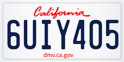 CA license plate 6UIY405