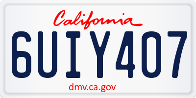 CA license plate 6UIY407