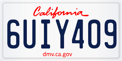 CA license plate 6UIY409