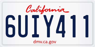 CA license plate 6UIY411