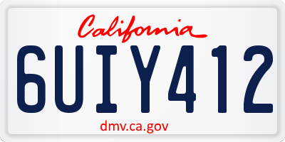 CA license plate 6UIY412