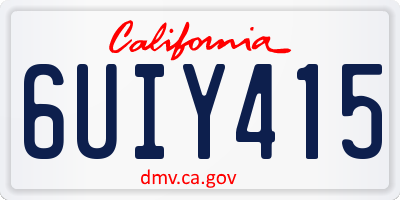 CA license plate 6UIY415