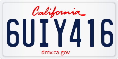CA license plate 6UIY416