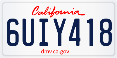 CA license plate 6UIY418