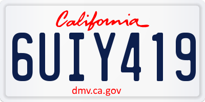 CA license plate 6UIY419
