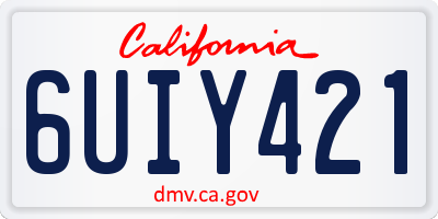 CA license plate 6UIY421