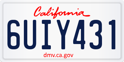 CA license plate 6UIY431