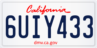 CA license plate 6UIY433