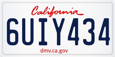 CA license plate 6UIY434