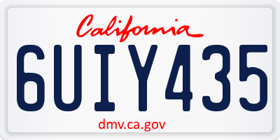CA license plate 6UIY435