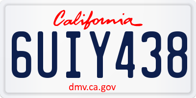 CA license plate 6UIY438