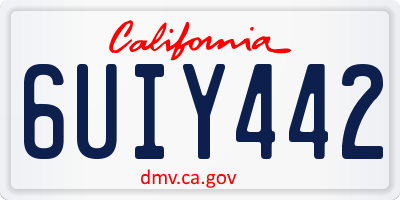 CA license plate 6UIY442