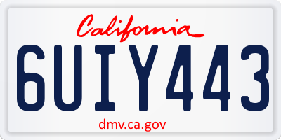 CA license plate 6UIY443