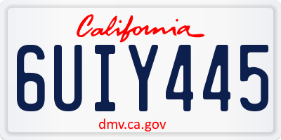 CA license plate 6UIY445