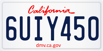 CA license plate 6UIY450