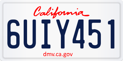 CA license plate 6UIY451