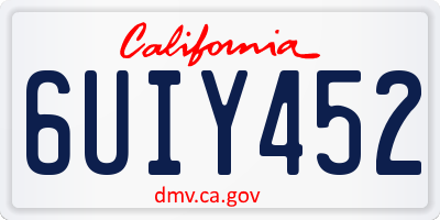 CA license plate 6UIY452