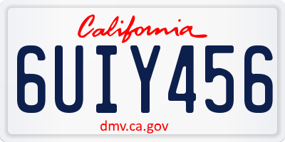 CA license plate 6UIY456