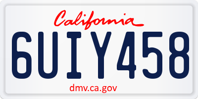 CA license plate 6UIY458