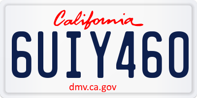 CA license plate 6UIY460