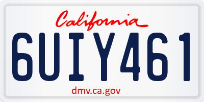CA license plate 6UIY461