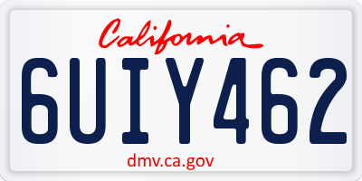 CA license plate 6UIY462