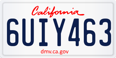 CA license plate 6UIY463