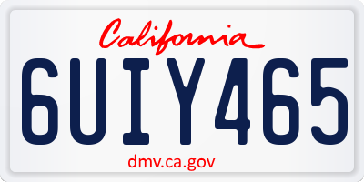 CA license plate 6UIY465