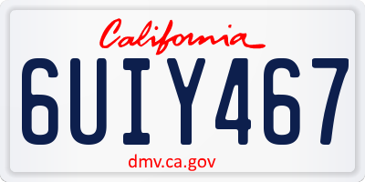 CA license plate 6UIY467