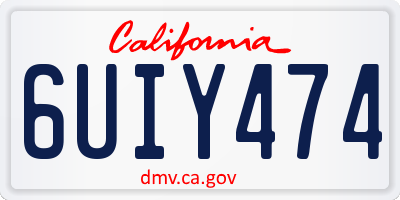 CA license plate 6UIY474