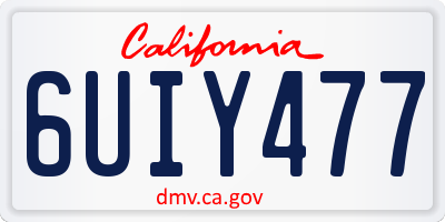 CA license plate 6UIY477