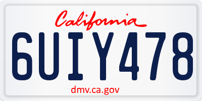 CA license plate 6UIY478