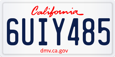 CA license plate 6UIY485