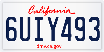 CA license plate 6UIY493