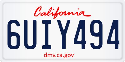 CA license plate 6UIY494