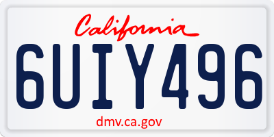 CA license plate 6UIY496