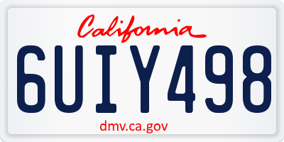 CA license plate 6UIY498