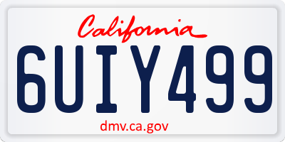 CA license plate 6UIY499