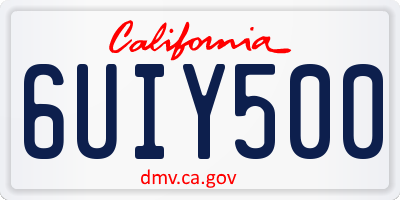 CA license plate 6UIY500